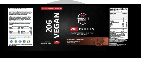 Vegan protein product label
