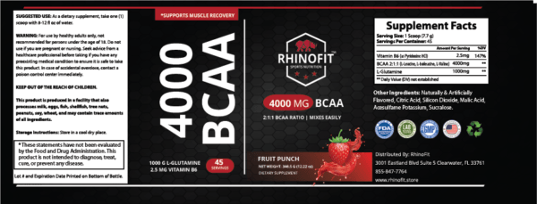 40000 BCAA product label