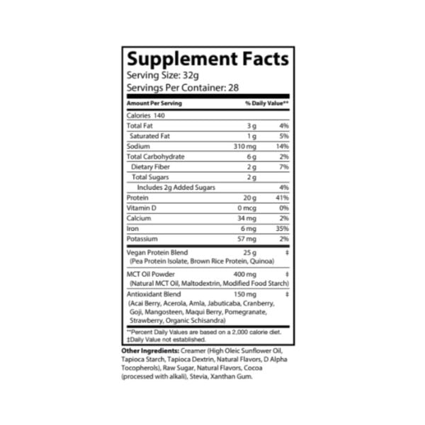 Vegan Protein 2LB (Chocolate) supplement facts