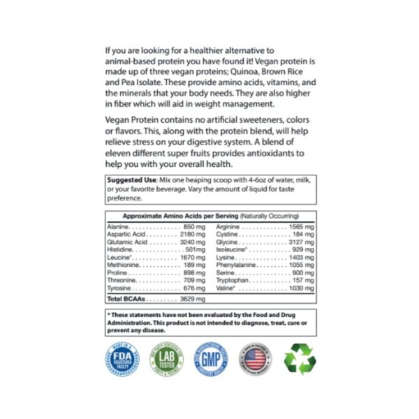 Vegan Protein 2LB (Chocolate) instructions