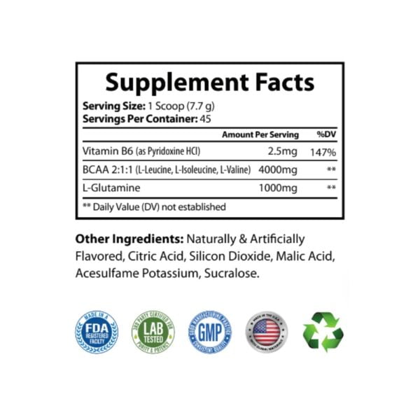 CAA Shock Powder (Fruit Punch) supplement facts
